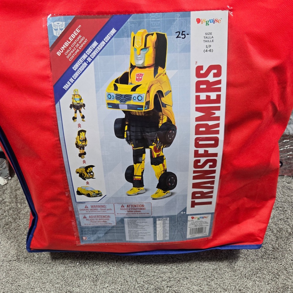 Transformers Bumblebee Converting Costume Kids Size 4-6 Disguise 2-in-1 Yellow